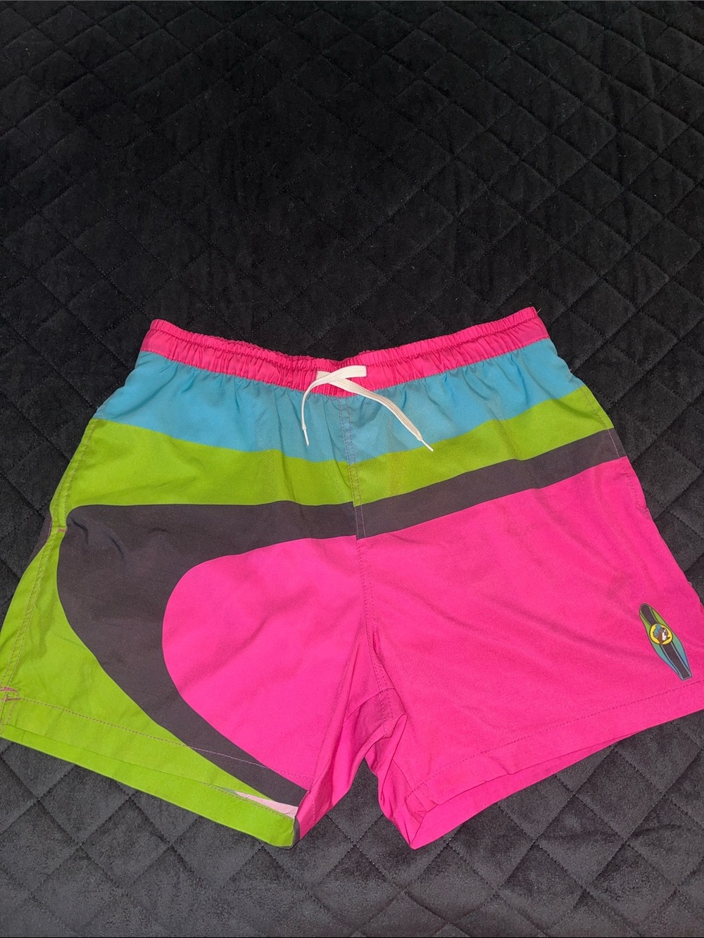 Buc-ee's Logo Swim Trunk Lined Shorts in Hot Pink, Green, Black and Blue
